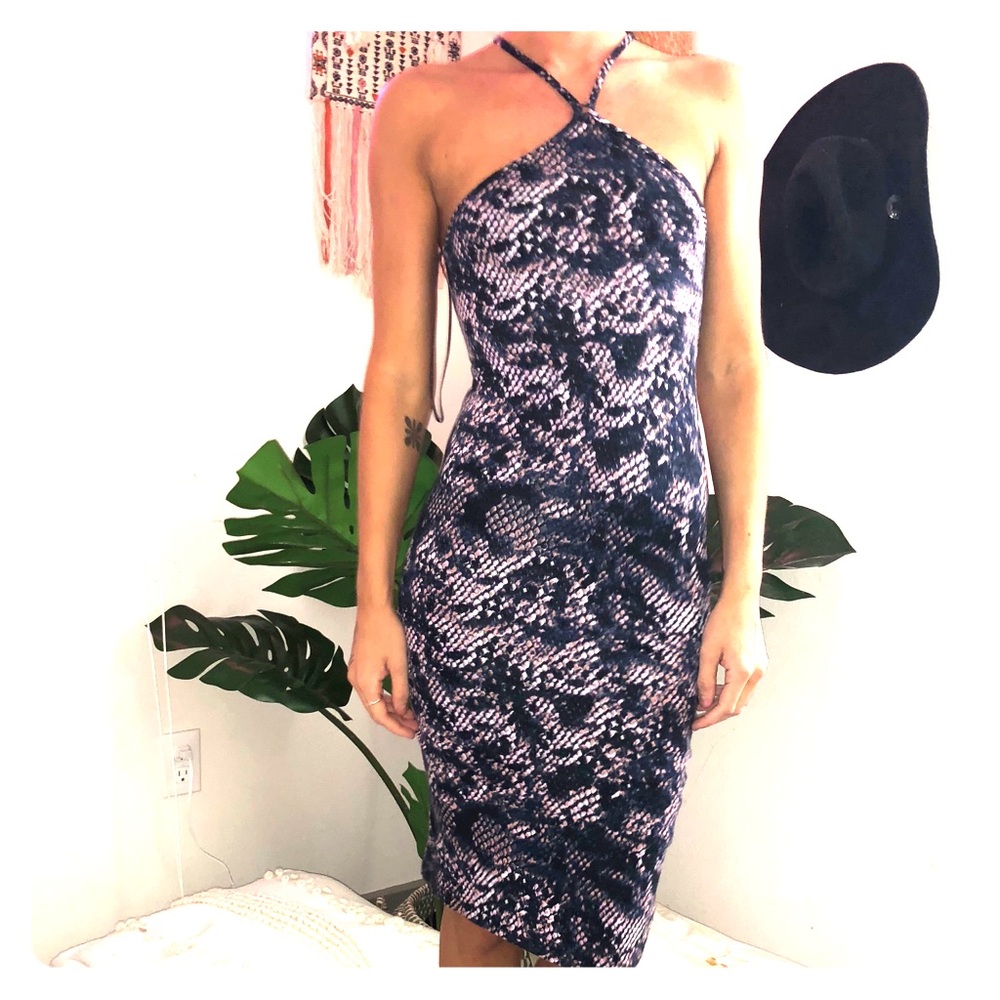 Snake Skin Tea Length Dress